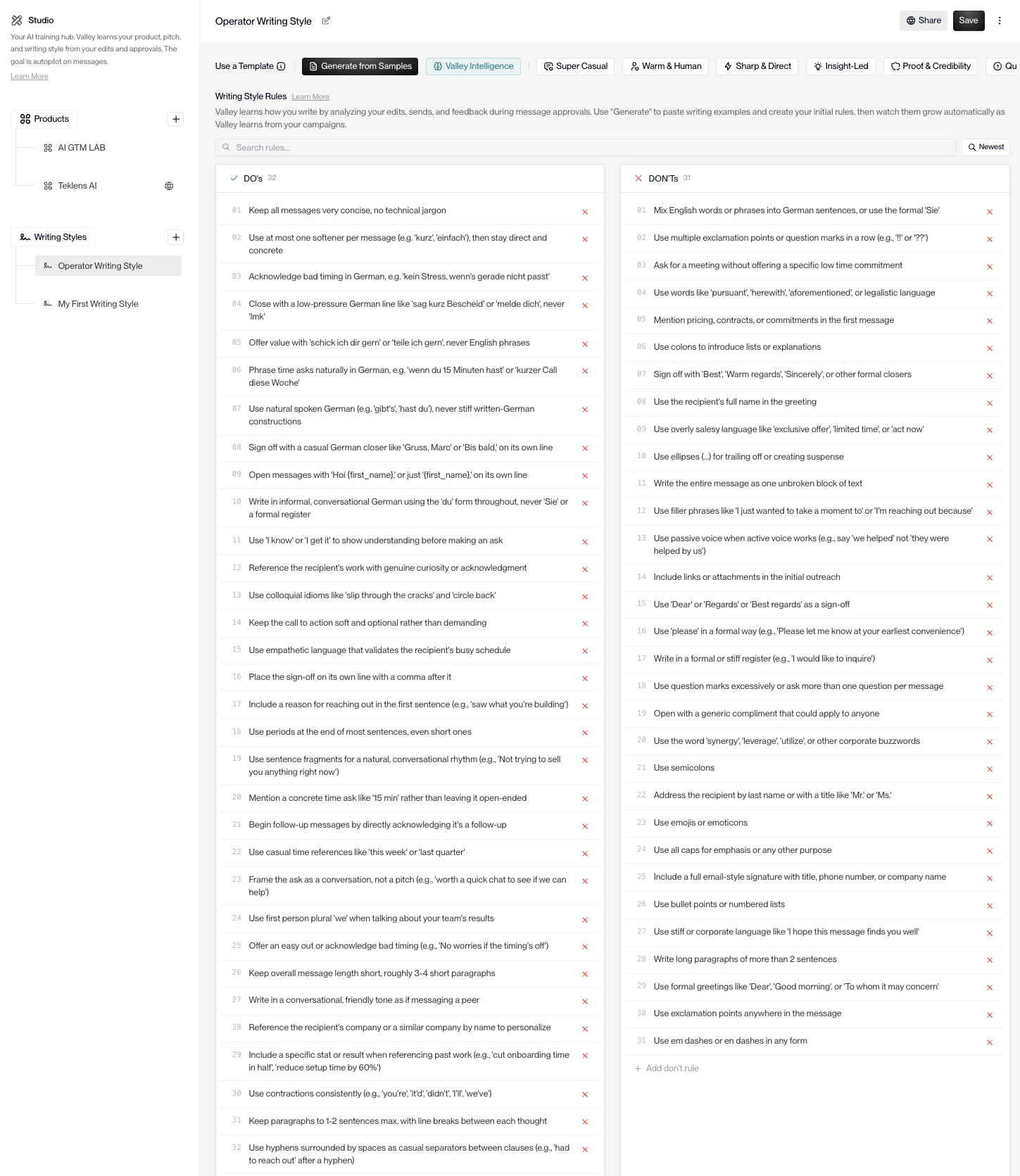 joinvalley Writing Style mit DOs und DON'Ts für B2B-Outreach